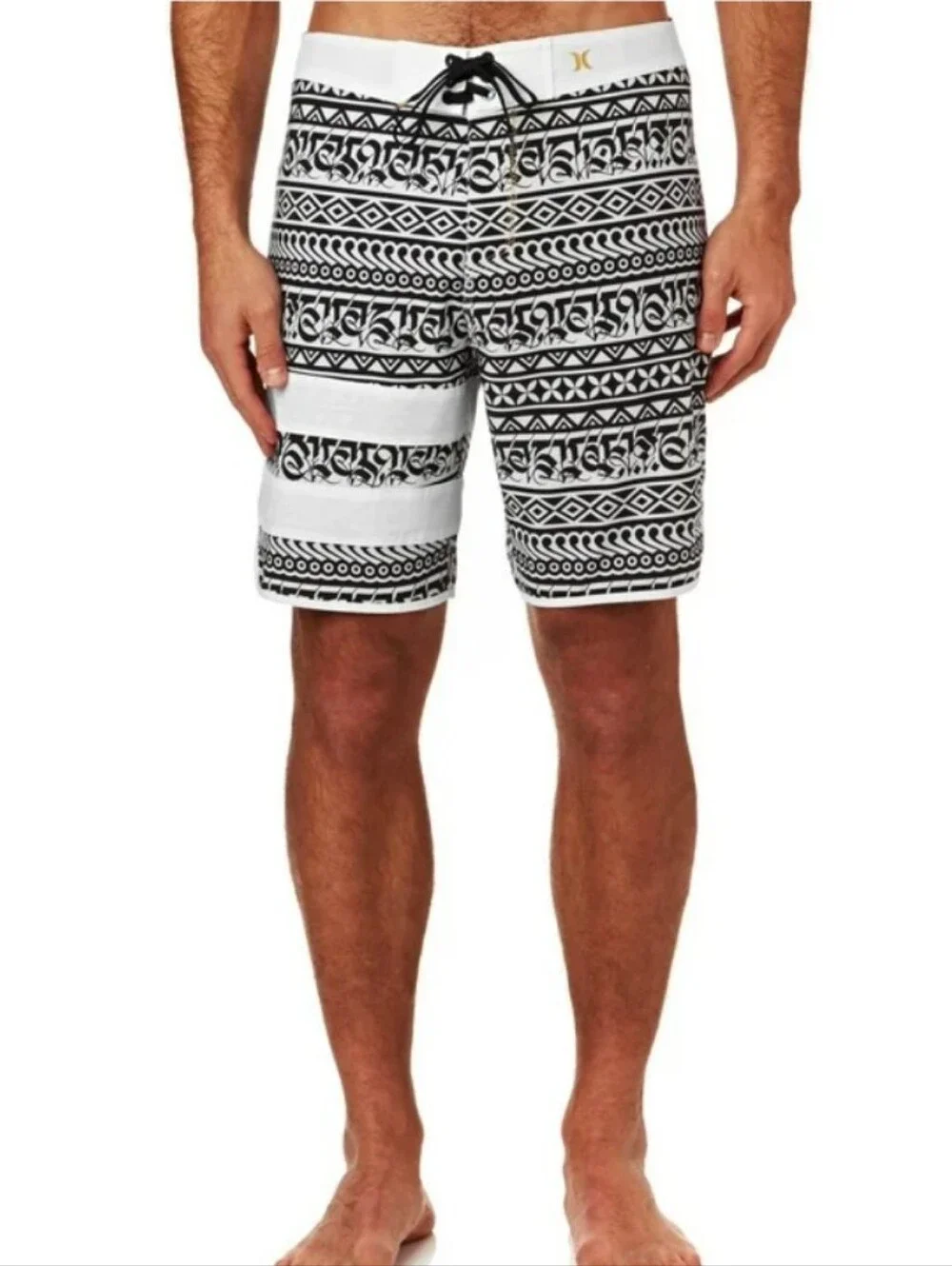 Hurley Board Shorts Swim Trunks Black and White Print Mens size 34